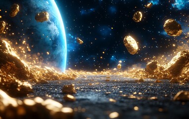 Gold Asteroid Field Near Earth