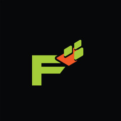 Fototapeta premium F tech logo design template, F tech logo, F technology vector 