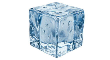 Isolated Ice Cube with Water Droplets