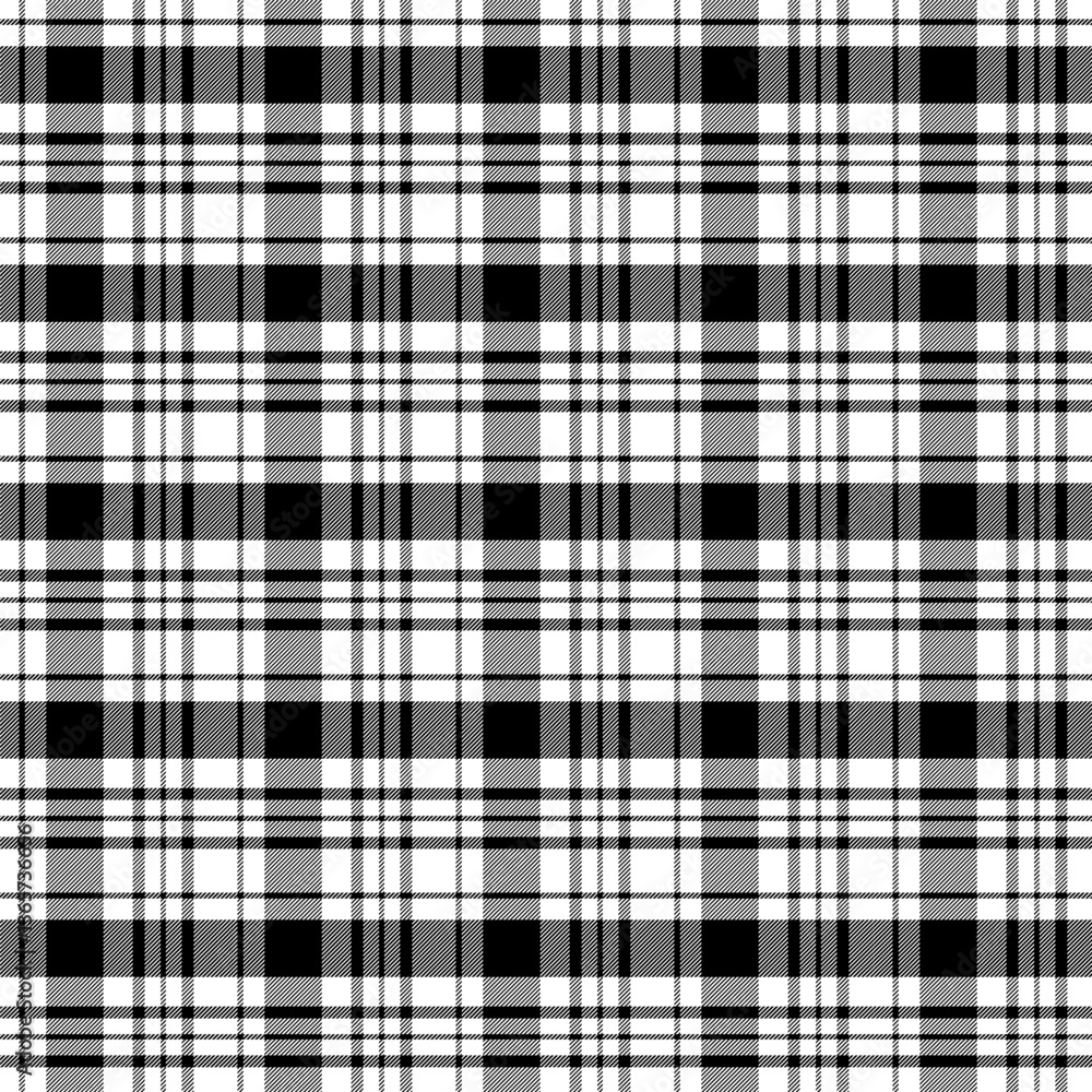 Sticker plaid with twill weave repeat pattern.gingham seamless pattern in black and white.checkered tartan g