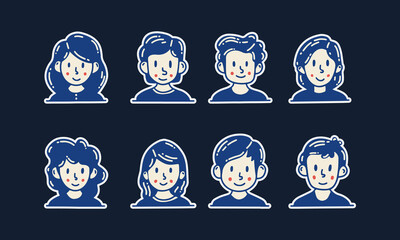 Hand drawn style people avatar collection