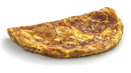 Fluffy Thai Style Pork Omelette Isolated on White Background for Culinary and Food Photography