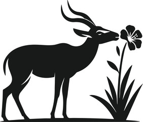 Silhouette of a antelope vector
