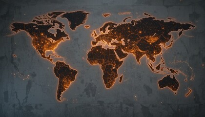 Global urban connectivity map world digital art abstract aerial view conceptual