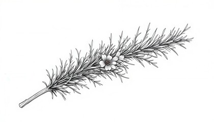 Fototapeta premium Nature illustration of a rosemary sprig botanical artwork detailed studio herbal concept