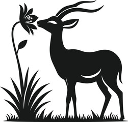 Silhouette of a antelope vector
