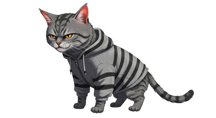 Isolated Cat in a Hoodie