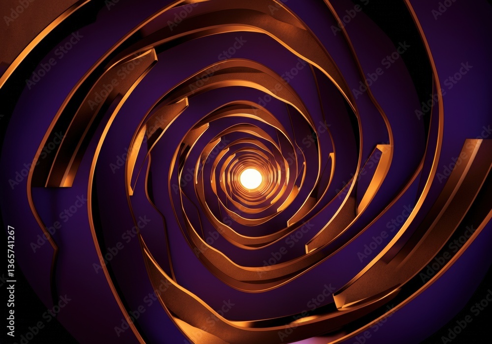 Aufkleber abstract spiral tunnel with warm light at the center, creating a mesmerizing effect