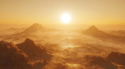 Golden Hour over Alien Mountain Range