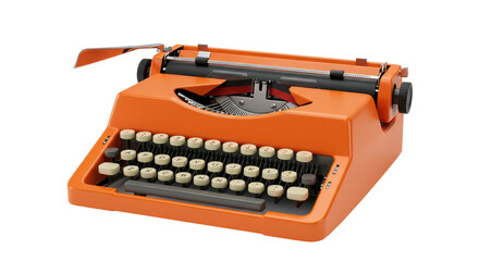 Isolated Orange Retro Typewriter