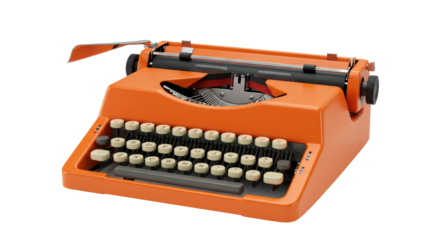 Isolated Orange Retro Typewriter