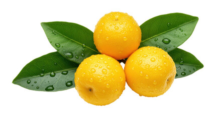 Isolated Three Tangerines with Leaves