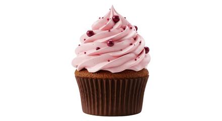 Isolated Cupcake with Pink Frosting and Sprinkles