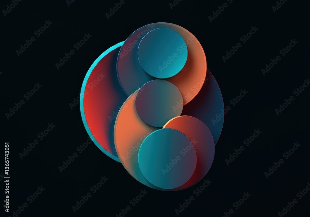 Poster abstract composition of colorful circles creating a modern design