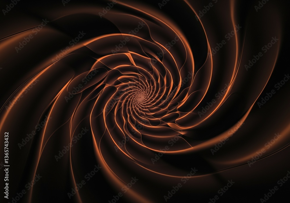 Poster abstract spiral pattern with warm orange tones creating a mesmerizing effect