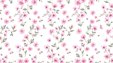 Seamless pattern of pink peach rose flower with watercolor