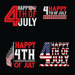 4th of July Happy Celebration Designs with American Flag