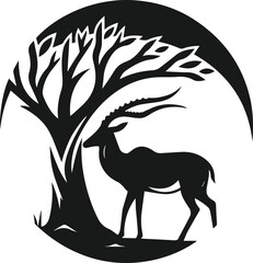 Silhouette of a antelope vector