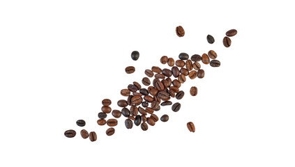coffee beans pile isolated on white or transparent png