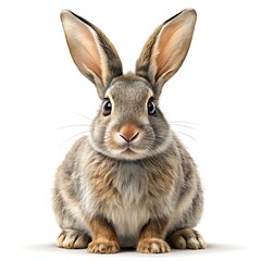 Obraz premium White and gray rabbits isolated on a white background, fluffy and cute animals in a studio setting