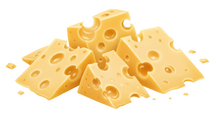 Isolated Swiss Cheese Pieces