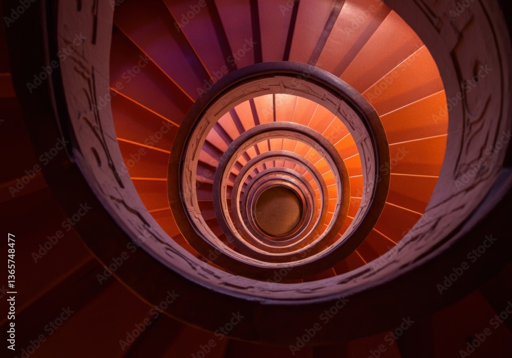 Poster spiral staircase with warm tones creating a mesmerizing visual effect