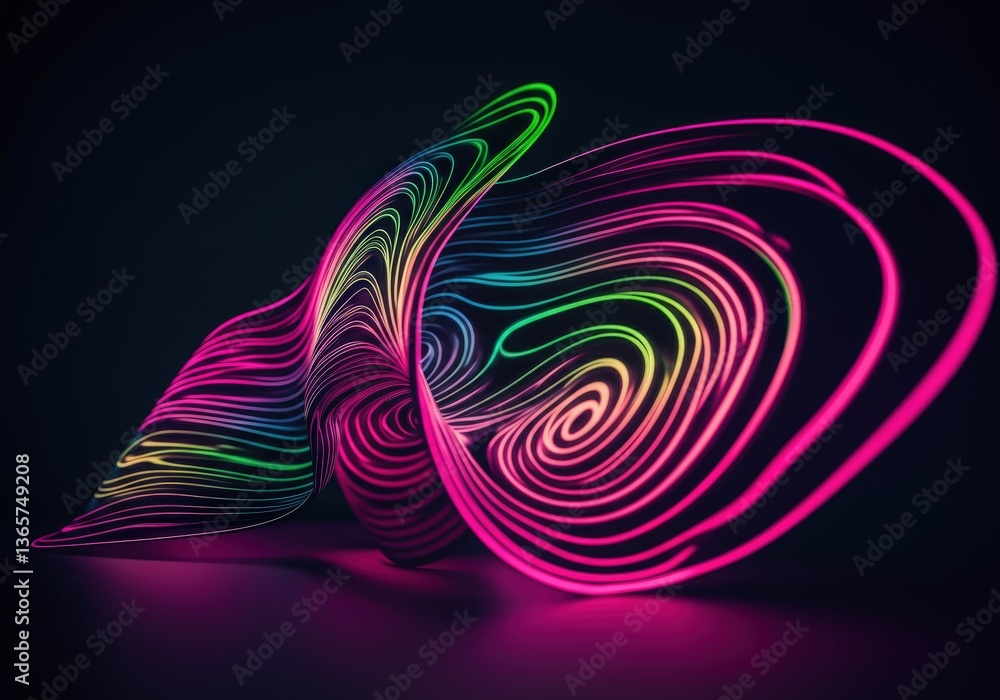 Poster colorful abstract light trails creating a mesmerizing wave pattern