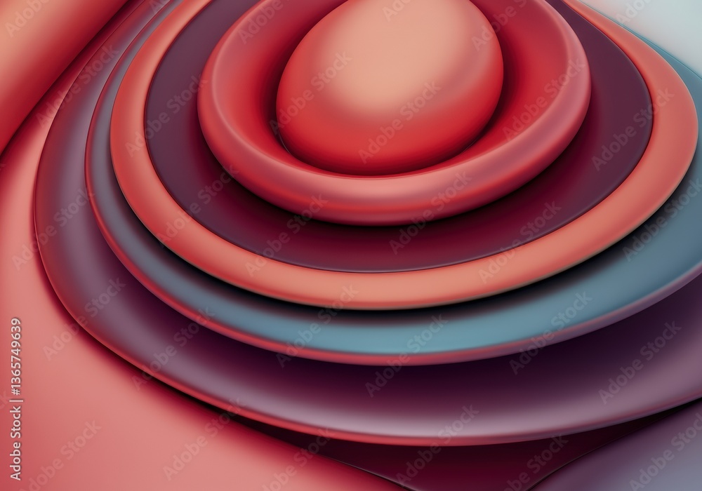 Poster abstract layered shapes in vibrant red and blue tones create a dynamic composition