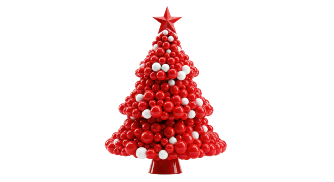 Isolated Christmas Tree with Red Balls