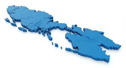 Fototapeta premium Exploring 3d Render of Blue Croatia Map on Clean White Background