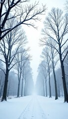 Naklejka premium Stark winter branches reaching skyward, minimalist nature scene , detail, photography, illustration