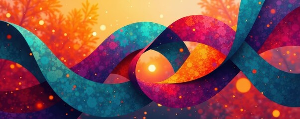 Abstract shapes intertwining to form a cohesive whole, representing cultural integration , process, visual