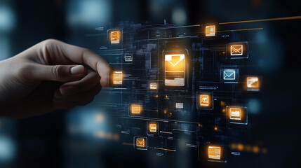 abstract technology background with glowing lights