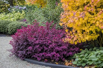 Loropetalum Chinense Bush. Funky and Colorful Shrub Plant in Garden