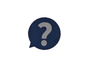 The white background in the image is an illustration of a Dark blue background with a quotation mark inside, a white question mark, used as an illustration in various artworks.