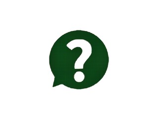 The white background in the image is an illustration of a green background with a quotation mark inside, a white question mark, used as an illustration in various artworks.