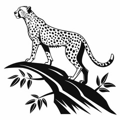 cheetah black silhouette vector