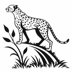 cheetah black silhouette vector