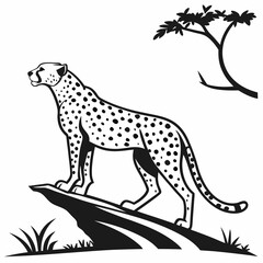 cheetah black silhouette vector