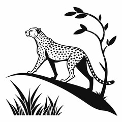 cheetah black silhouette vector