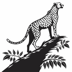 cheetah black silhouette vector