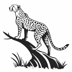 cheetah black silhouette vector