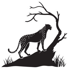 cheetah black silhouette vector