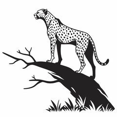 cheetah black silhouette vector