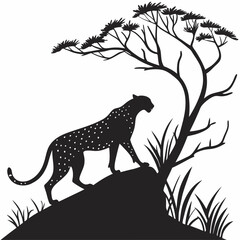 cheetah black silhouette vector