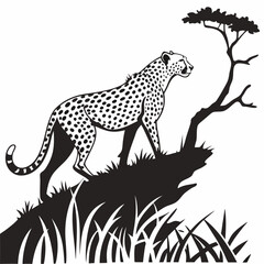 cheetah black silhouette vector