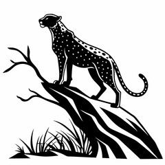cheetah black silhouette vector