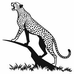 cheetah black silhouette vector