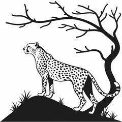 cheetah black silhouette vector