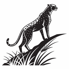 cheetah black silhouette vector